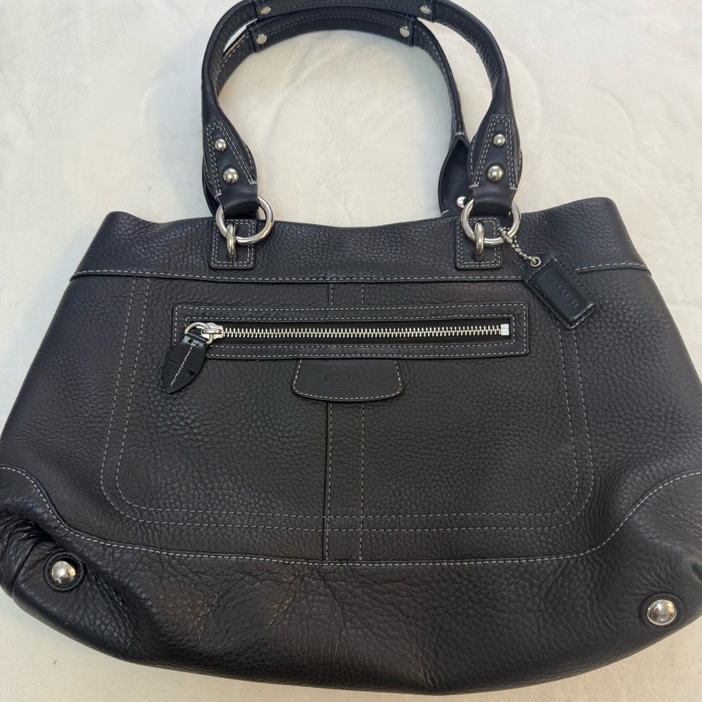Elegant Black Leather Tote Bag